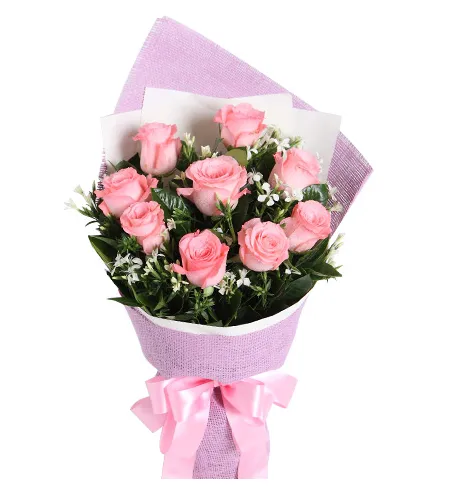 12 pink roses bouquet