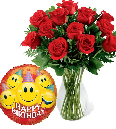 buy birthday balloon with red roses vase to manila