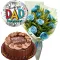 Father's Day 12 Pcs. Blue Roses with Cake and Balloon